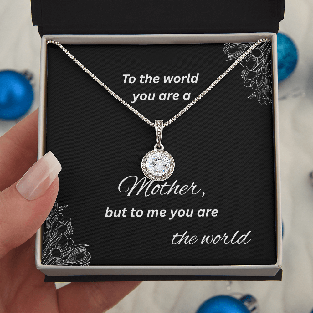 To My Mom – 'You Are the World' Necklace Gift Sentimental Jewelry with Message Card for Mother's Day, Birthday, or Just Because