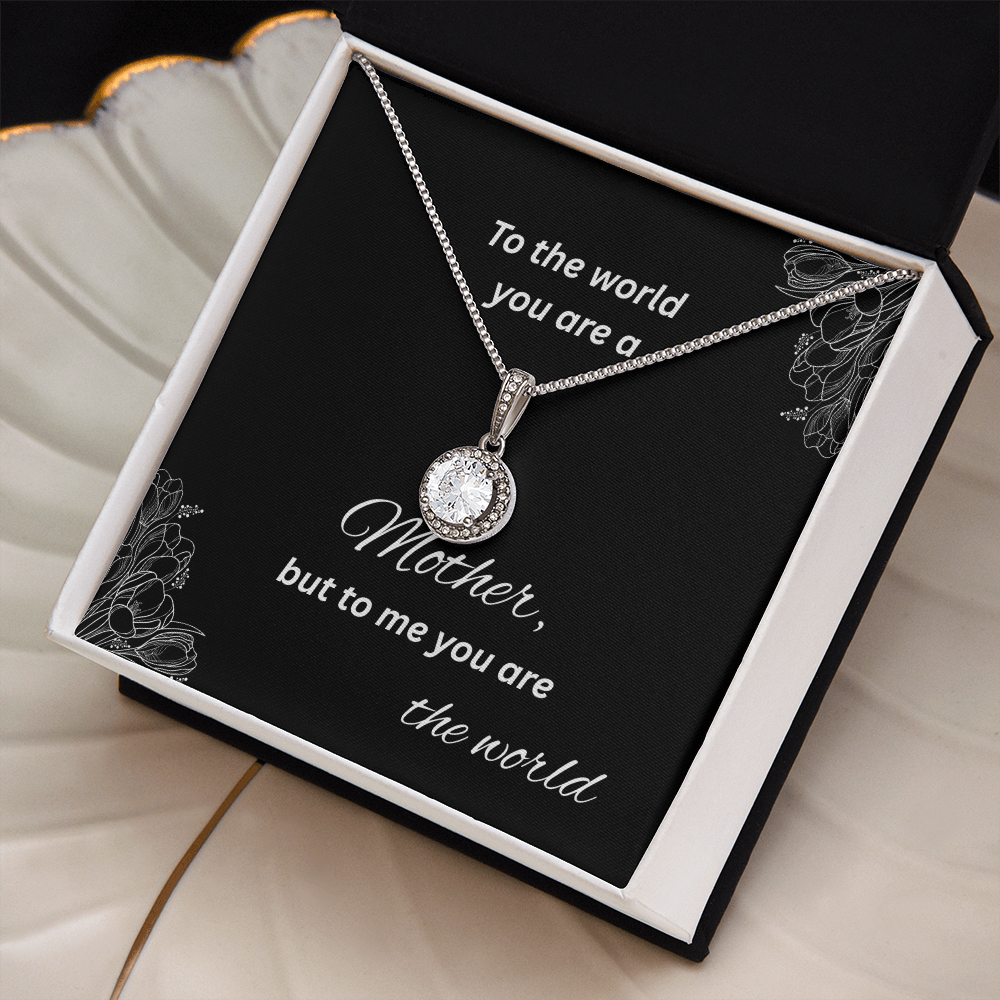 To My Mom – 'You Are the World' Necklace Gift Sentimental Jewelry with Message Card for Mother's Day, Birthday, or Just Because