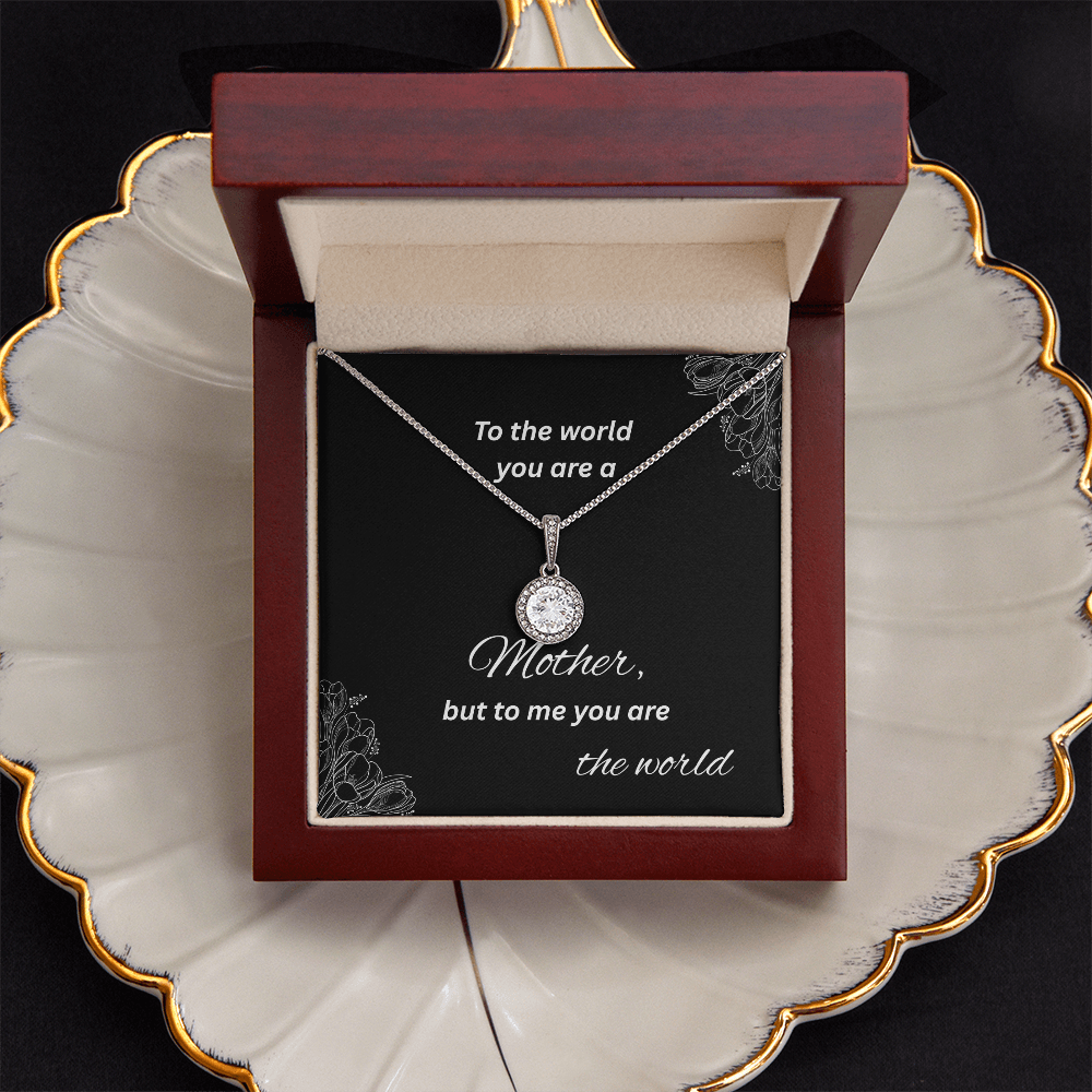 To My Mom – 'You Are the World' Necklace Gift Sentimental Jewelry with Message Card for Mother's Day, Birthday, or Just Because