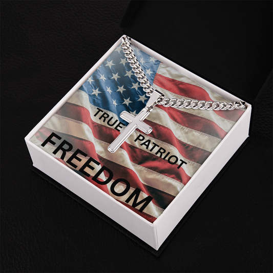 FREEDOM Cross Necklace – Honor, Faith & Legacy | Patriotic Gift for Those Who Stand for Truth