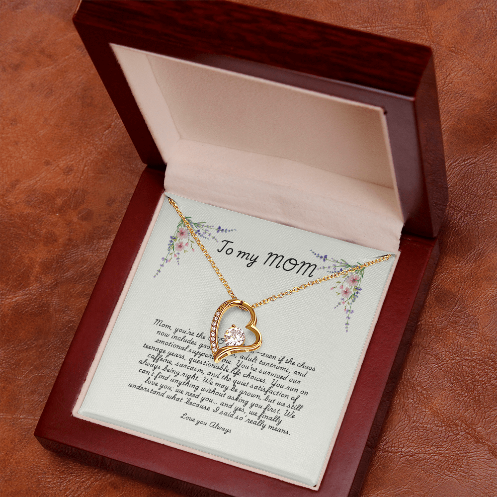 To Mom – Forever Love Necklace  Funny Gift from Grown Kids  CEO of Chaos, Finder of Lost Shoes, Queen of Sarcasm