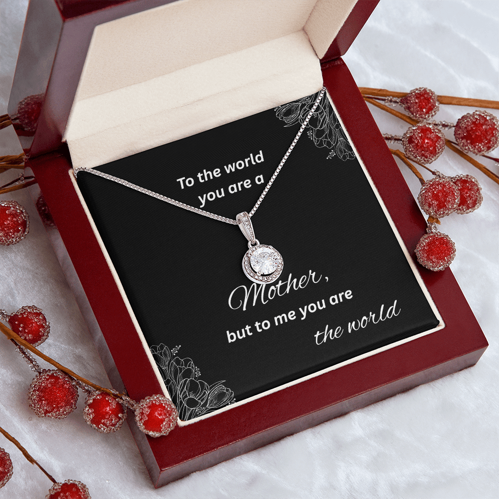 To My Mom – 'You Are the World' Necklace Gift Sentimental Jewelry with Message Card for Mother's Day, Birthday, or Just Because