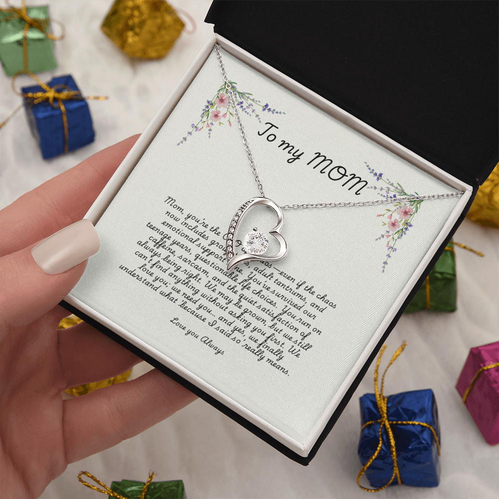To Mom – Forever Love Necklace  Funny Gift from Grown Kids  CEO of Chaos, Finder of Lost Shoes, Queen of Sarcasm
