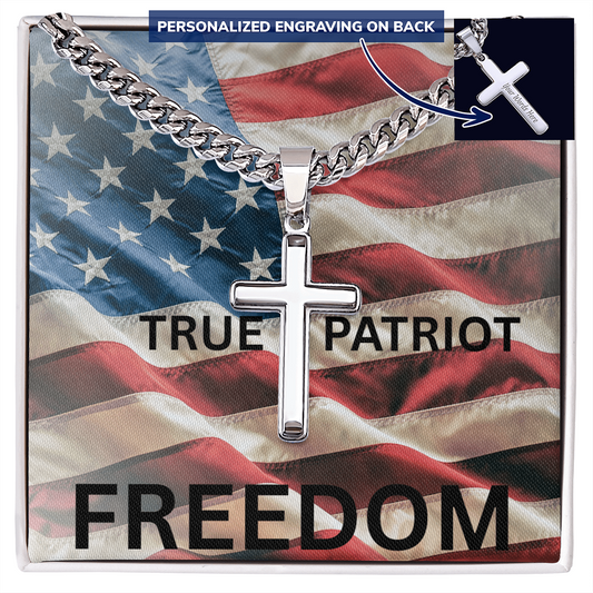 FREEDOM Cross Necklace – Honor, Faith & Legacy | Patriotic Gift for Those Who Stand for Truth