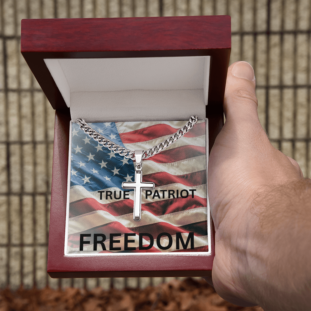 FREEDOM Cross Necklace – Honor, Faith & Legacy | Patriotic Gift for Those Who Stand for Truth