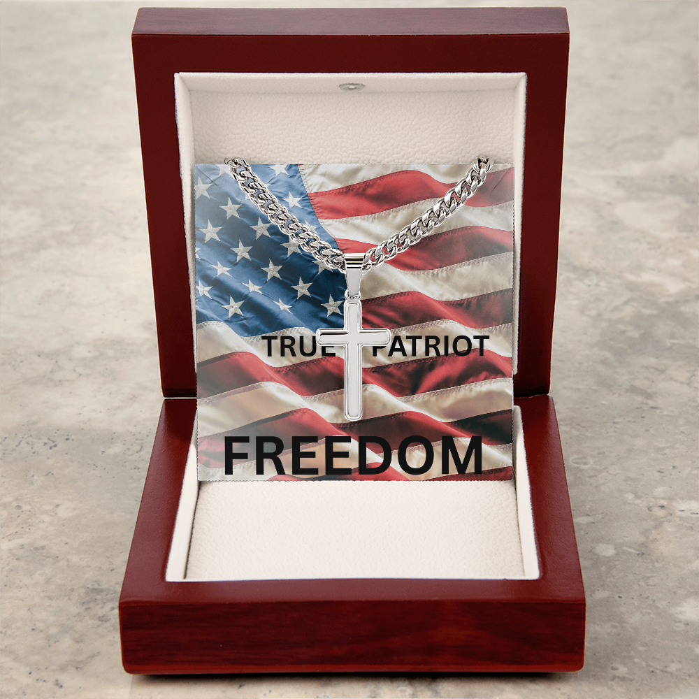 FREEDOM Cross Necklace – Honor, Faith & Legacy | Patriotic Gift for Those Who Stand for Truth
