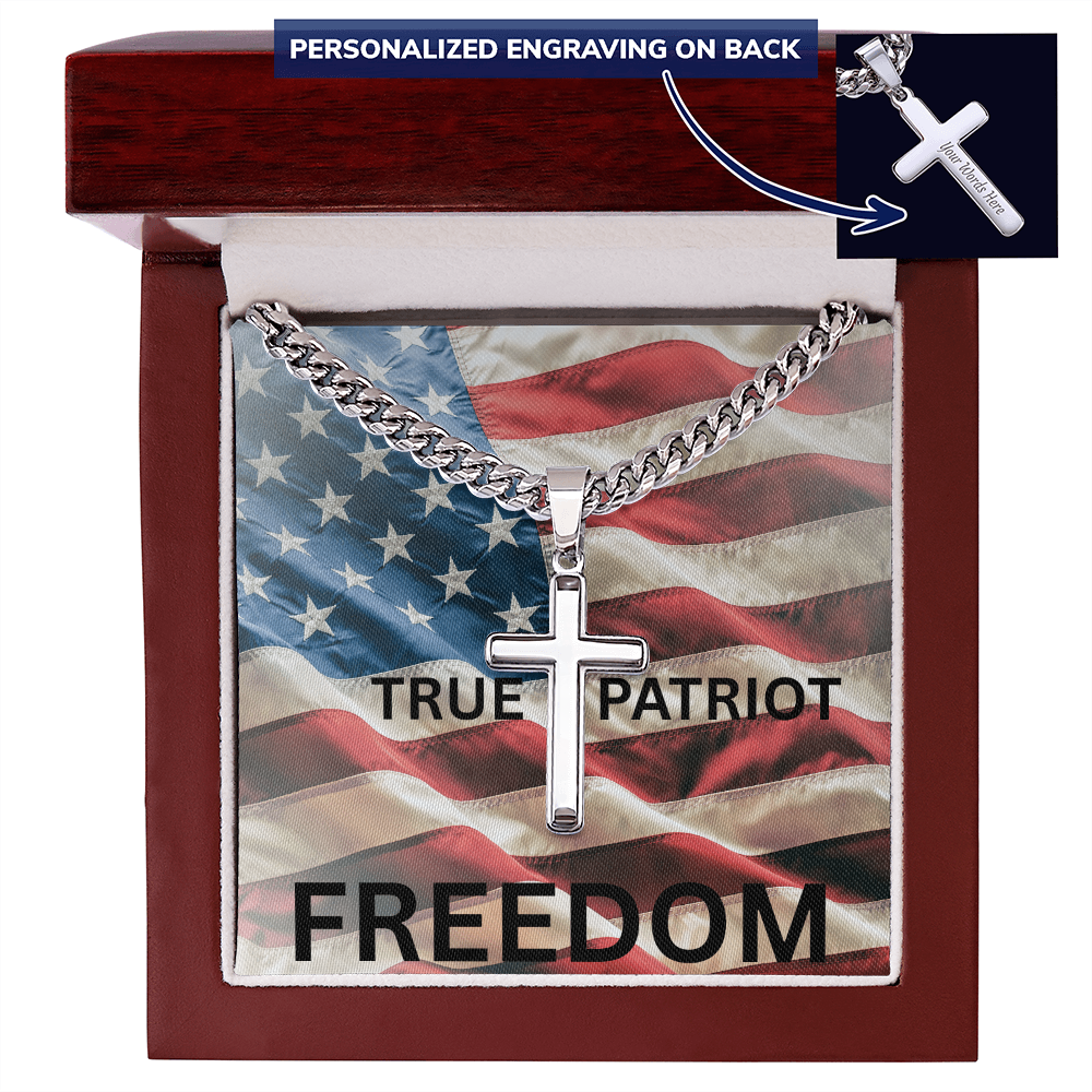 FREEDOM Cross Necklace – Honor, Faith & Legacy | Patriotic Gift for Those Who Stand for Truth