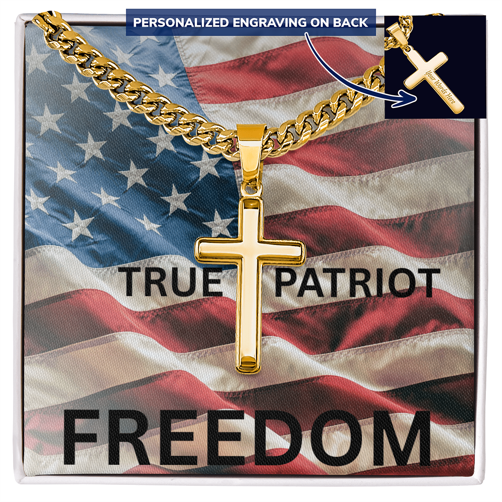FREEDOM Cross Necklace – Honor, Faith & Legacy | Patriotic Gift for Those Who Stand for Truth