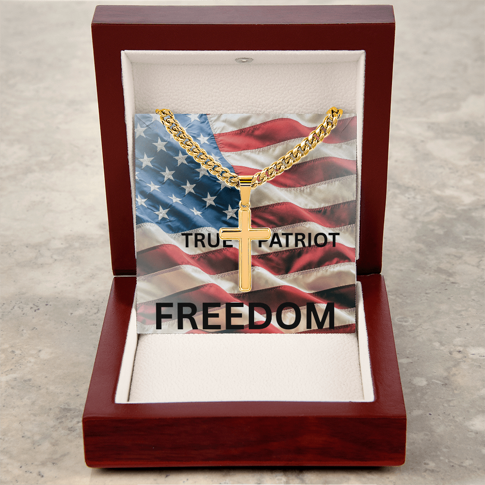 FREEDOM Cross Necklace – Honor, Faith & Legacy | Patriotic Gift for Those Who Stand for Truth